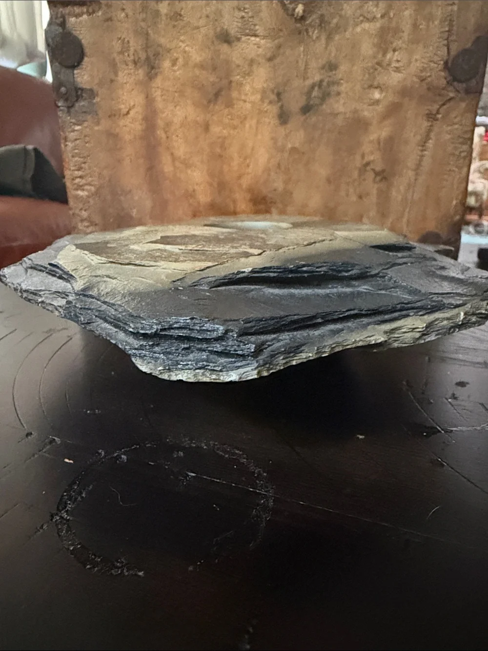 Handcrafted Black Stone Japanese Ikebana slate vase signed